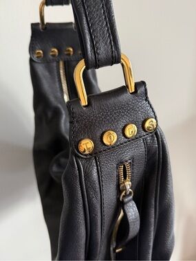 TOD’S Black Pebbled Leather Gold Hardware Hobo Shoulder Bag Vintage Y2K